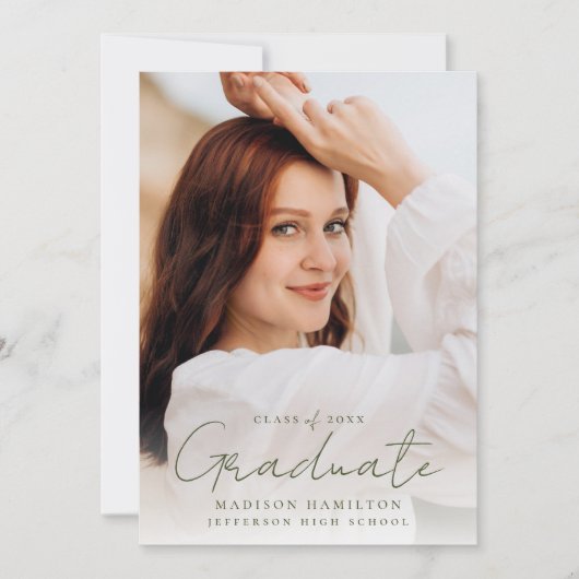 Modernes, handgeschriebenes Green Script 2 Foto Ab Einladung (Vorderseite)