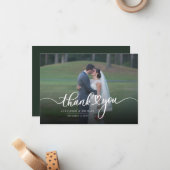 Modernes handgeschriebenes Hochzeitssemble Foto Vi Mitteilungskarte (Vorderseite/Rückseite Beispiel)