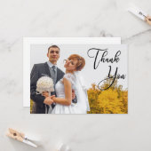 Modernes handgeschriebenes Hochzeitsszenario Foto  Karte (Vorderseite/Rückseite Beispiel)