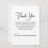 Modernes handgeschriebenes Hochzeitsszenario Foto  Karte (Rückseite)