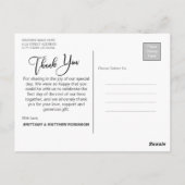 Modernes handgeschriebenes Hochzeitsszenario Foto  Postkarte (Rückseite)