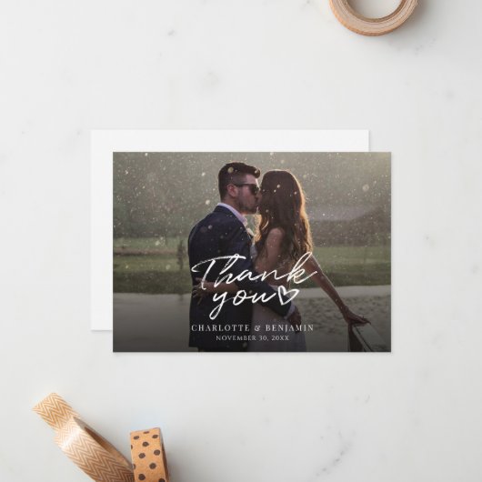 Modernes handgeschriebenes Hochzeitstag Foto Viele Mitteilungskarte (Vorderseite/Rückseite Beispiel)