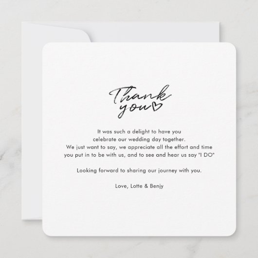 Modernes handgeschriebenes Hochzeitstil-Foto Danke (Rückseite)