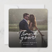 Modernes handgeschriebenes Hochzeitstil-Foto Danke (Vorderseite)