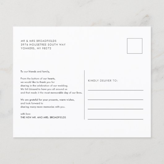 Modernes handgeschriebenes Hochzeitstil-Foto Danke (Rückseite)