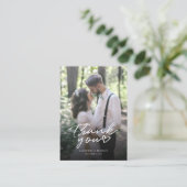 Modernes handgeschriebenes Hochzeitstil-Foto Danke Visitenkarte (Stehend Vorderseite)