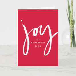Modernes, handgeschriebenes Joy Red Non-Foto Feiertagskarte