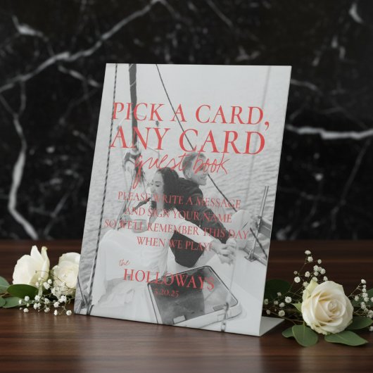 Modernes handgeschriebenes Kartenspiel - Gästebuch Sockelschild