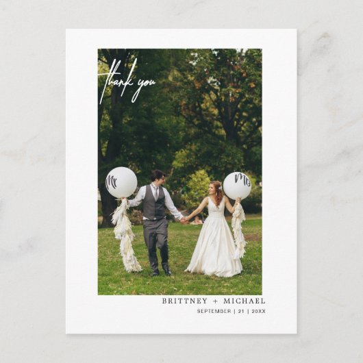 Modernes, handgeschriebenes, minimales Foto Postkarte (Vorderseite)