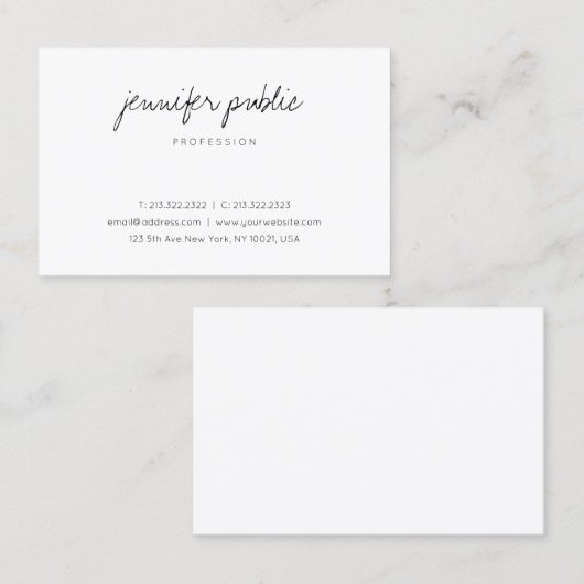 Modernes, handgeschriebenes Minimalistisches Templ Visitenkarte (Vorne/Hinten)