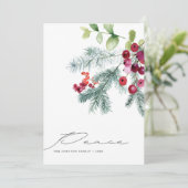 Modernes, handgeschriebenes Peace Winter Greenery Feiertagskarte (Stehend Vorderseite)