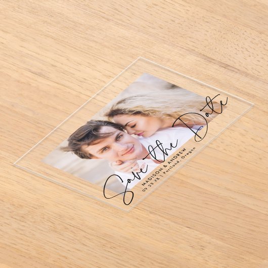 Modernes, handgeschriebenes Schwarzes Skript Save  Acryleinladungen (Ablage )