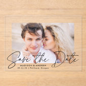 Modernes, handgeschriebenes Schwarzes Skript Save Acryleinladungen (Vorderseite)