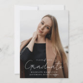 Modernes handgeschriebenes Script 2 Foto Abschluss Einladung (Vorderseite)