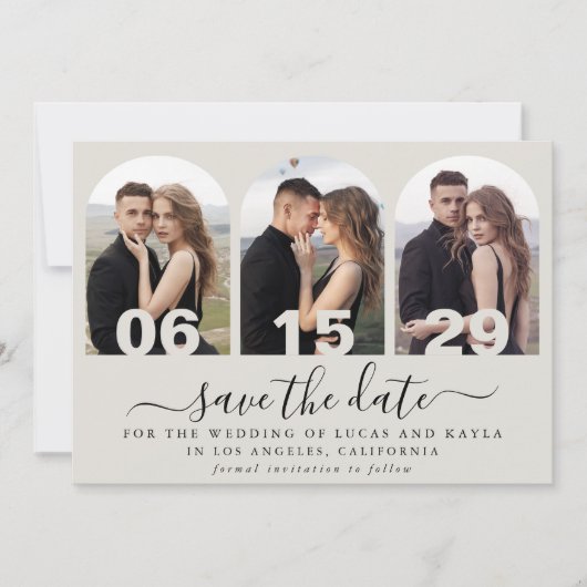 Modernes handgeschriebenes Script-Arch-Foto Save t Einladung (Vorderseite)