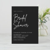 Modernes handgeschriebenes Script Black Brautparty Einladung (Stehend Vorderseite)