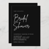 Modernes handgeschriebenes Script Black Brautparty Einladung (Vorne/Hinten)