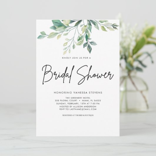 Modernes handgeschriebenes Script Black Brautparty Einladung (Stehend Vorderseite)