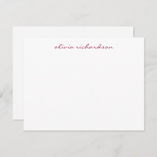 Modernes handgeschriebenes Script Chic Burgundy Re Mitteilungskarte (Vorne/Hinten)