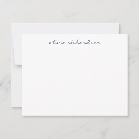 Modernes handgeschriebenes Script Chic Dark Lila V Mitteilungskarte (Vorderseite)