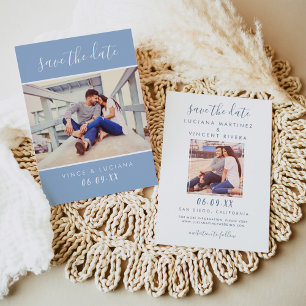 Modernes handgeschriebenes Script Cloud Blue Weddi Save The Date