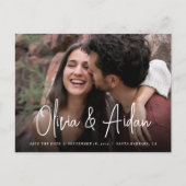 Modernes handgeschriebenes Script-Foto Save the Da Ankündigungspostkarte (Vorderseite)