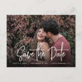 Modernes handgeschriebenes Script-Foto Save the Da Ankündigungspostkarte (Vorderseite)