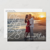 Modernes handgeschriebenes Script-Foto Save the Da Ankündigungspostkarte (Vorne/Hinten)