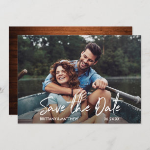 Modernes handgeschriebenes Script-Foto Wood Save The Date