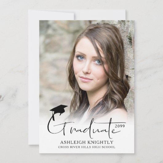 Modernes, handgeschriebenes Script-Graduate 2 Foto Ankündigung (Vorderseite)