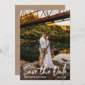 Modernes handgeschriebenes Script mit Foto Kraft Save The Date (Vorne/Hinten)
