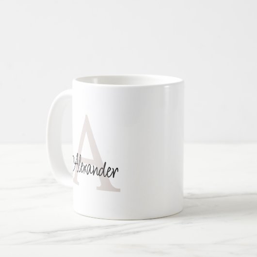 Modernes handgeschriebenes Script Monogram & Name Kaffeetasse (Vorderseite Links)