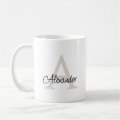Modernes handgeschriebenes Script Monogram & Name Kaffeetasse (Links)