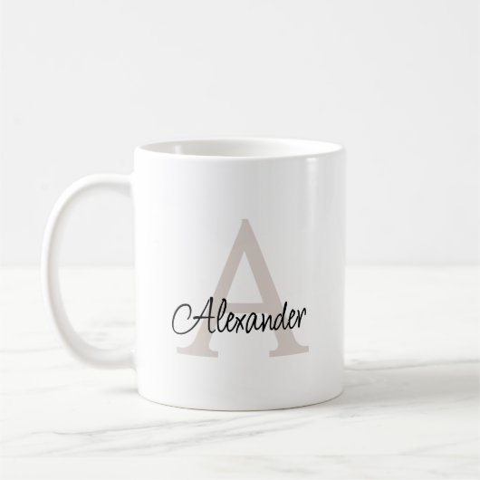 Modernes handgeschriebenes Script Monogram & Name Kaffeetasse (Links)