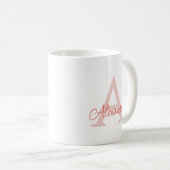 Modernes handgeschriebenes Script Monogram & Name Kaffeetasse (VorderseiteRechts)