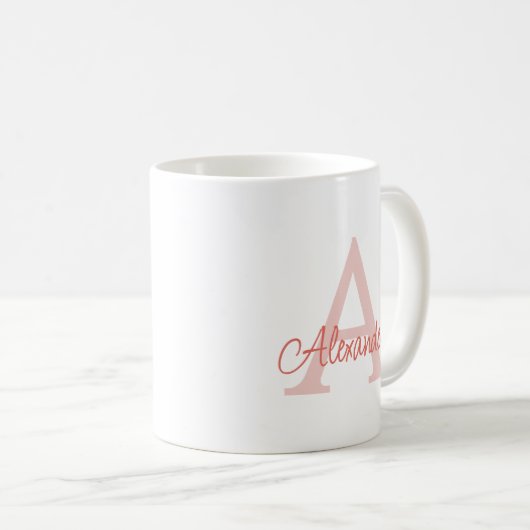 Modernes handgeschriebenes Script Monogram & Name Kaffeetasse (VorderseiteRechts)
