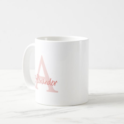 Modernes handgeschriebenes Script Monogram & Name Kaffeetasse (Vorderseite Links)