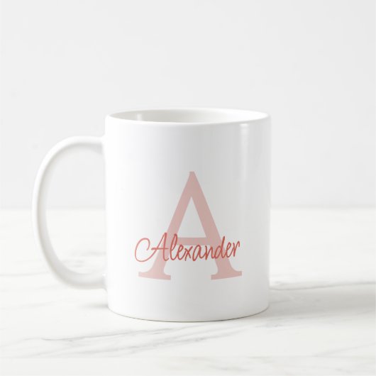Modernes handgeschriebenes Script Monogram & Name Kaffeetasse (Links)