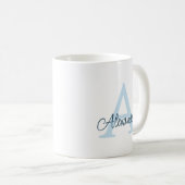 Modernes handgeschriebenes Script Monogram & Name Kaffeetasse (VorderseiteRechts)