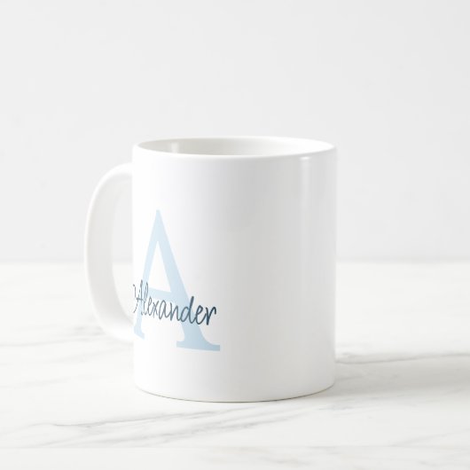 Modernes handgeschriebenes Script Monogram & Name Kaffeetasse (Vorderseite Links)