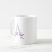 Modernes handgeschriebenes Script Monogram & Name Kaffeetasse (Vorderseite Links)