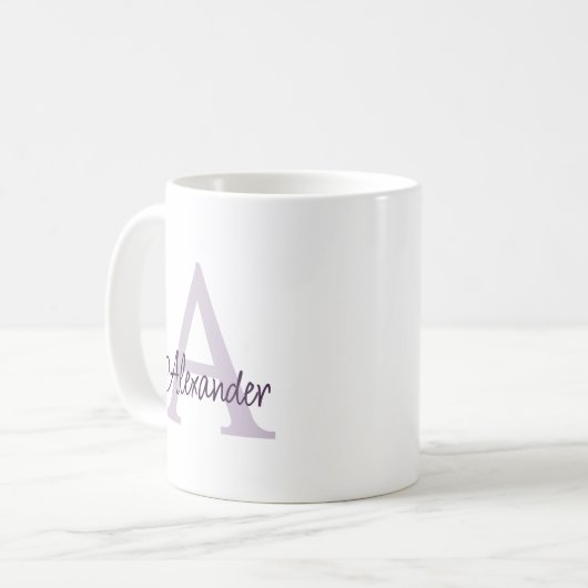 Modernes handgeschriebenes Script Monogram & Name Kaffeetasse (Vorderseite Links)