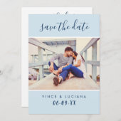 Modernes handgeschriebenes Script Navy Blue Weddin Save The Date (Vorne/Hinten)