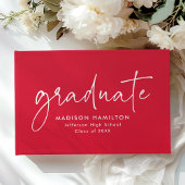 Modernes, handgeschriebenes Script Red Foto Abschl Gästebuch