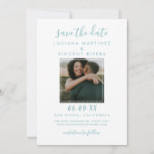 Modernes handgeschriebenes Script Sea Glass Weddin Save The Date (Rückseite)