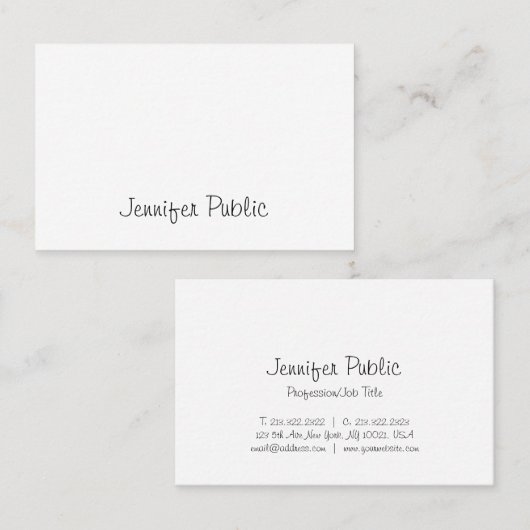 Modernes, handgeschriebenes Skript Cool Sleek Schl Visitenkarte (Vorne/Hinten)