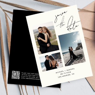 Modernes handgeschriebenes Skript Drei Foto QR Cod Save The Date