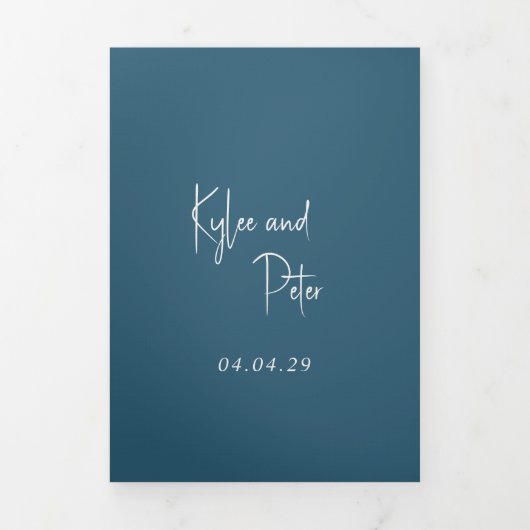 Modernes, handgeschriebenes Skript Elegante Hochze Dreifach Gefaltete Einladung (Cover)