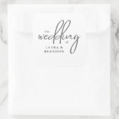 Modernes handgeschriebenes Skript für benutzerdefi Quadratischer Aufkleber (Tasche)