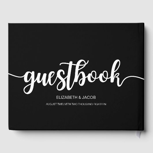 Modernes handgeschriebenes Skript Hochzeitsbuch Gästebuch (Rückseite)